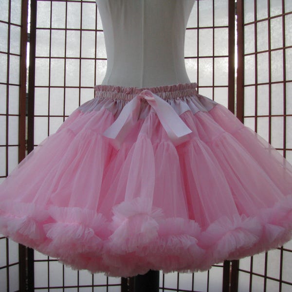 Pettiskirt Light Pink Chiffon, 2 Layers -- Custom Size, Length, and Colors -- Made to Measure, Adults & Children