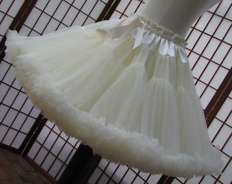 Pettiskirt Ivory Chiffon, 2 Layers -- Custom Size, Length, and Colors -- Made to Measure, Adults & Children