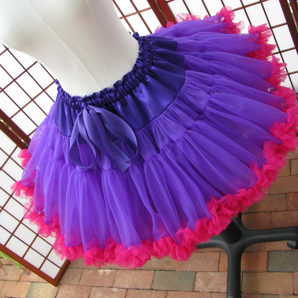 Pettiskirt Purple and Fuchsia Chiffon, 2 Layers -- Custom Size, Length, and Colors -- Made to Measure, Adults & Children