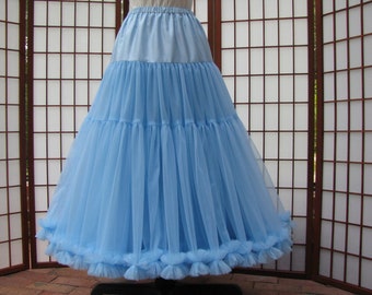 Petticoat Sky Blue Chiffon, 2 Layers -- CUSTOM Made To Order