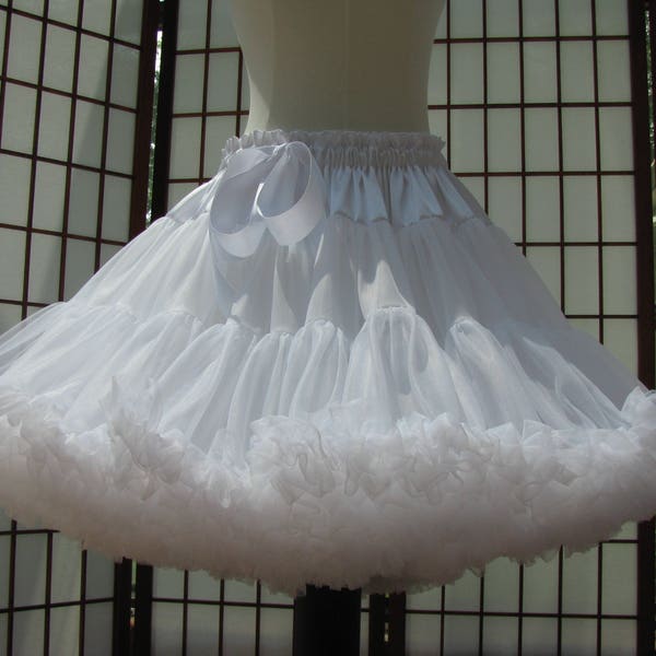 Pettiskirt White Chiffon, 2 Layers -- Custom Size, Length, and Colors -- Made to Measure, Adults & Children