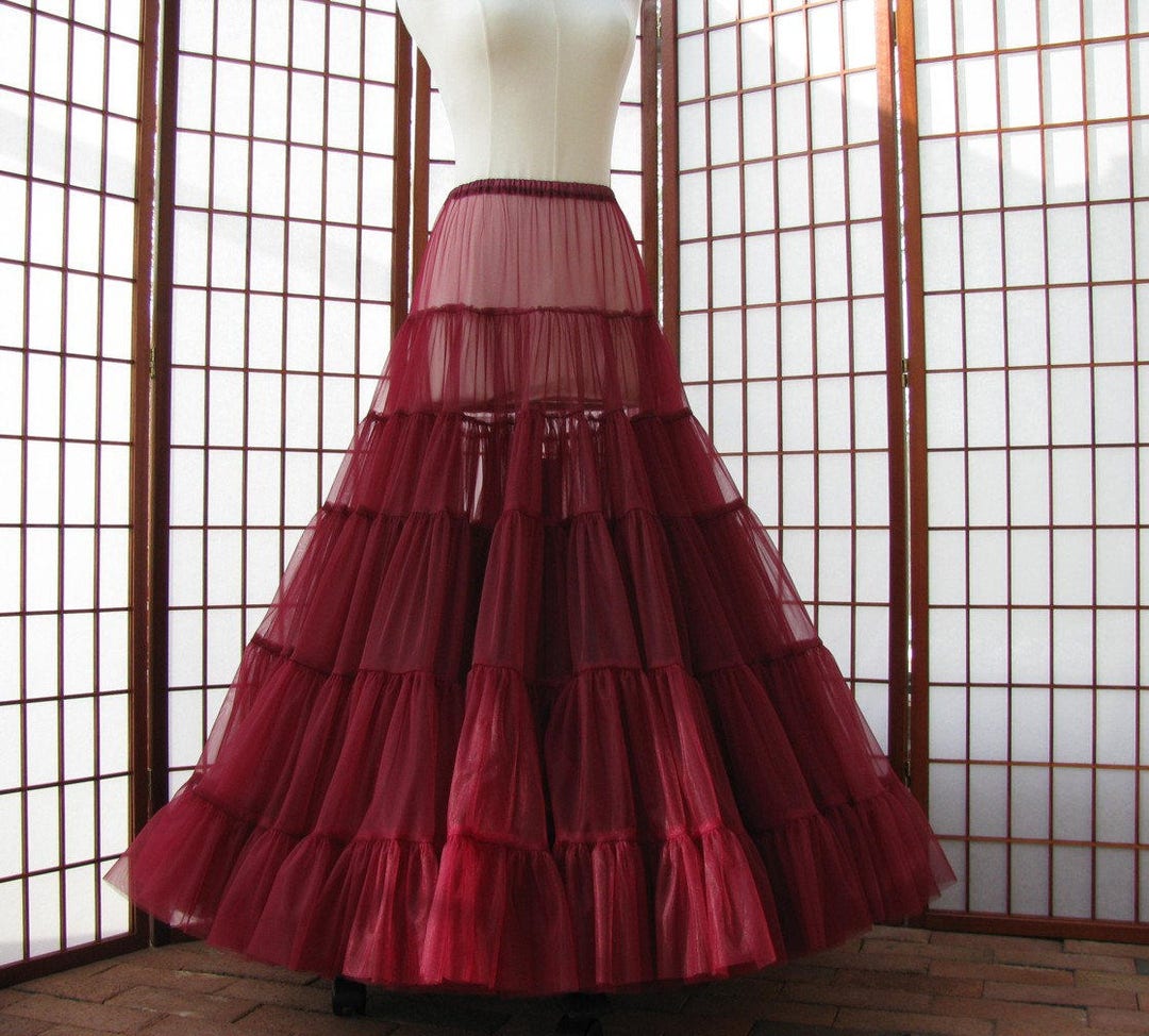 Petticoat Garnet Red Chiffon Floor Length 1 Layer Custom - Etsy