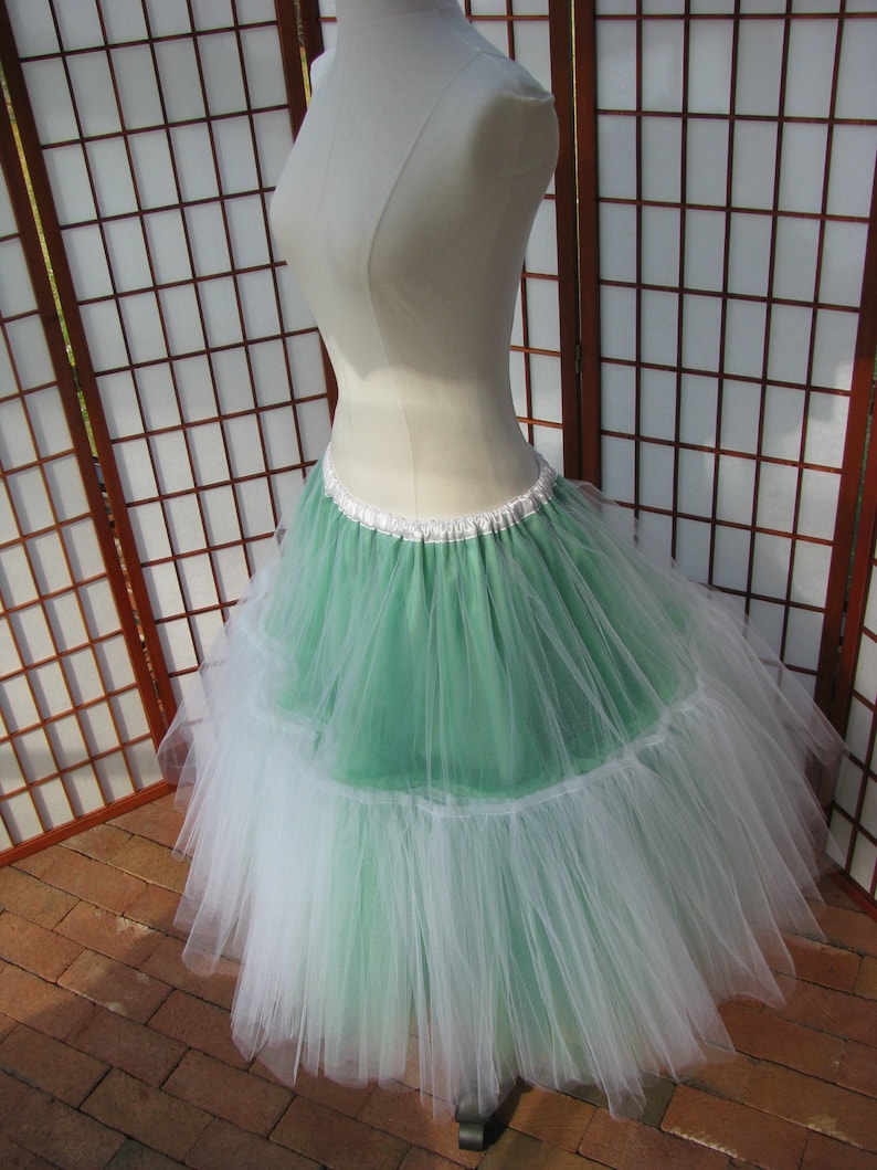 Tulle Skirt Shades of Green Partial Lining 8 Layers Custom Size, Length, and Colors Made to Measure, Adults and Children image 4