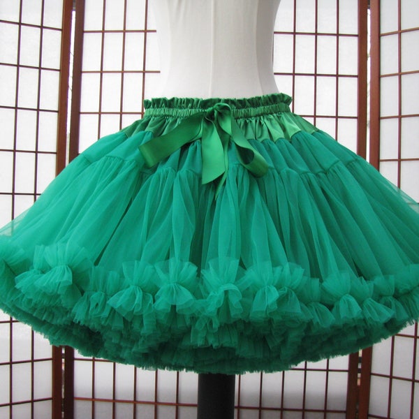 Pettiskirt Emerald Green Chiffon, 2 Layers -- Custom Size, Length, and Colors -- Made to Measure, Adults & Children