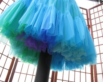 Multi Color Chiffon Skirt, 2 Layers, Fully Lined -- Custom Size, Length, and Colors -- Made to Measure, Adults & Children