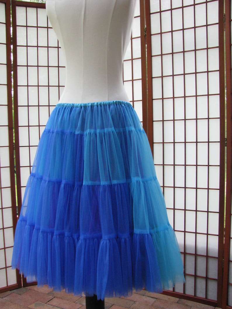 2 Layers Made to Measure Fully Lined Custom Size Length Ocean Blues Chiffon Skirt Adults /& Children and Colors