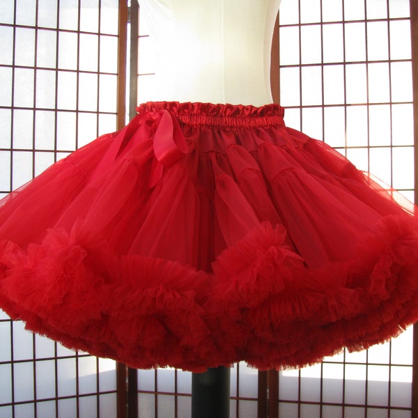 Pettiskirt Red Chiffon, 2 Layers -- Custom Size, Length, and Colors -- Made to Measure, Adults & Children