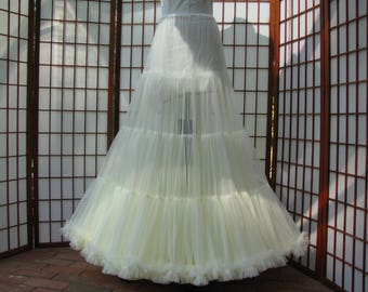 Petticoat Floor Length Chiffon Ivory Trumpet Single Layer -- Custom Size, Length, and Colors -- Made to Measure, Adults & Children