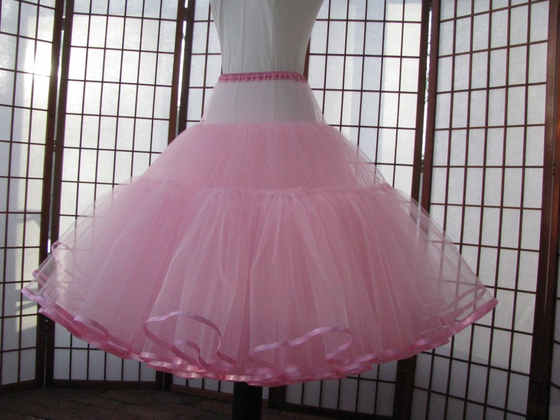 Petticoat Pink Tulle with Ribbon Edge, 8 Layers Custom Order image 1