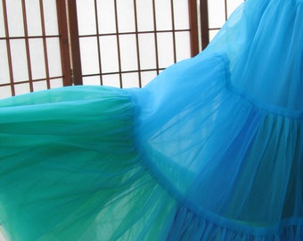 Lagoon Colors Chiffon Skirt, 2 Layers, Fully Lined -- Custom Size, Length, and Colors -- Made to Measure, Adults & Children