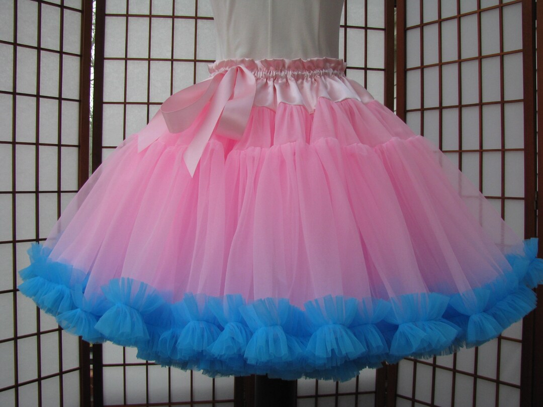 Pettiskirt Candy Pink and Turquoise Chiffon, 2 Layers Custom Size ...