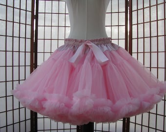 Pettiskirt Blush Pink and White Chiffon, 2 Layers -- RESERVED for Madeleine