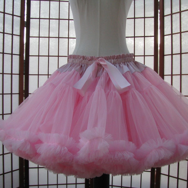 Pettiskirt Blush Pink and White Chiffon, 2 Layers -- RESERVED for Madeleine