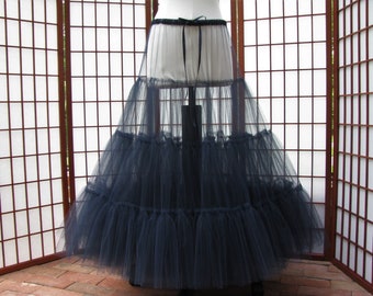 Petticoat Navy Blue Tulle, 1 Layer -- Custom Size, Length -- Made to Measure, Adults & Children