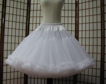 Petticoat White Organdy with Chiffon Trim, 2 Layers -- CUSTOM Made To Order