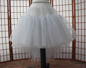 Silver Glimmer Tulle Petticoat, Graduated Hi-Lo Hem, 2 Layers -- Custom Size, Length, and Colors -- Made to Measure, Adults & Children