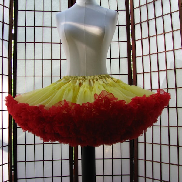 Pettiskirt Yellow and Red Chiffon, 2 Layers -- Custom Size, Length, and Colors -- Made to Measure, Adults & Children