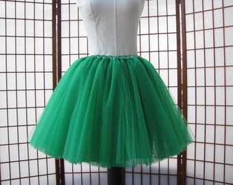 Emerald Green Tulle Skirt Fully Lined 9 Layers -- Custom Size, Length, and Colors -- Made to Measure, Adults and Children