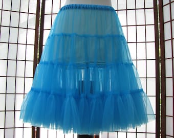 Petticoat Turquoise Chiffon, 1 Layer -- Custom Size, Length, and Colors -- Made to Measure, Adults & Children