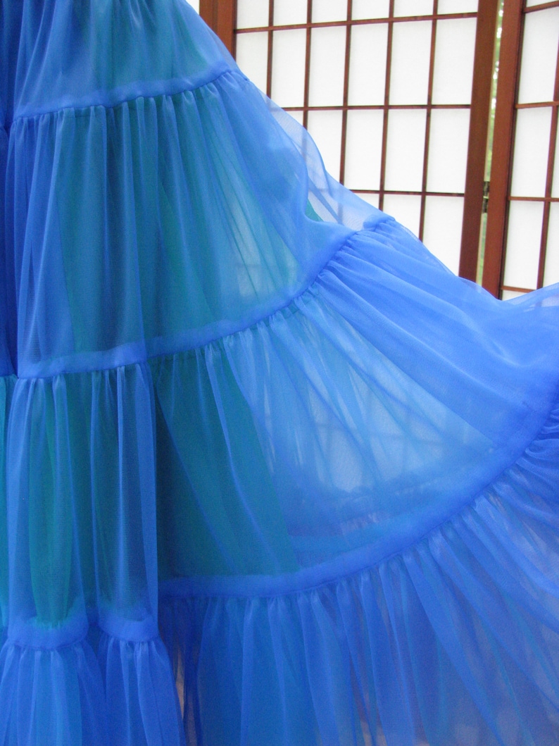 2 Layers Made to Measure Fully Lined Custom Size Length Ocean Blues Chiffon Skirt Adults /& Children and Colors