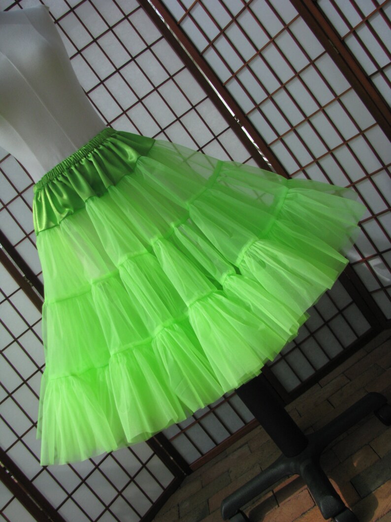 Petticoat Chartreuse Bright Mint Green Organdy, 1 Layer Custom Size, Length Made to Measure, Adults & Children image 4