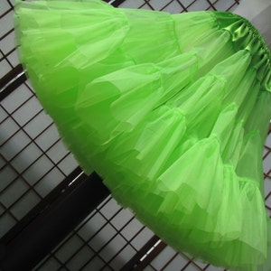 Petticoat Chartreuse Bright Mint Green Organdy, 1 Layer Custom Size, Length Made to Measure, Adults & Children image 2