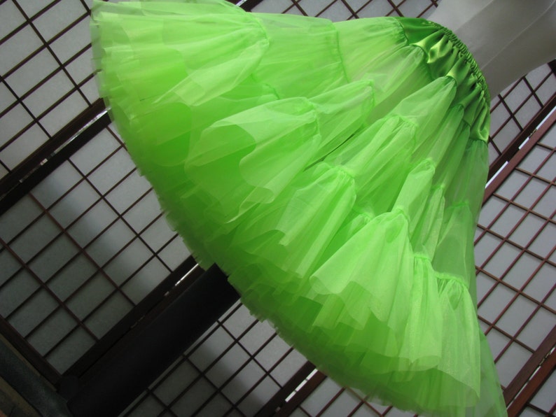 Petticoat Chartreuse Bright Mint Green Organdy, 1 Layer Custom Size, Length Made to Measure, Adults & Children image 2