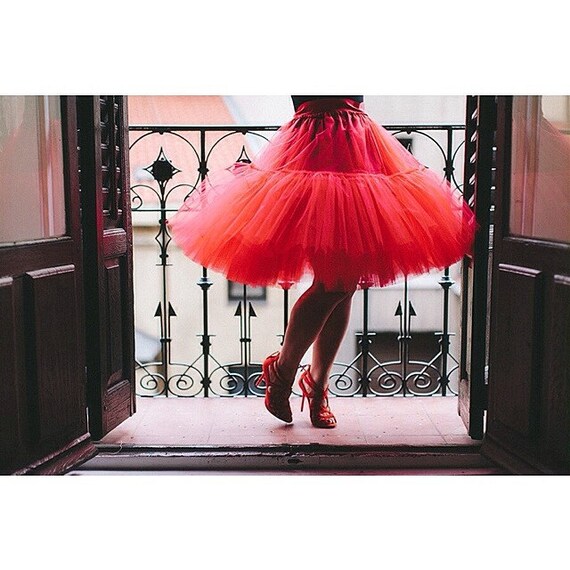 Jupe en tulle rouge pour fille, jupe duveteuse pour petite fille