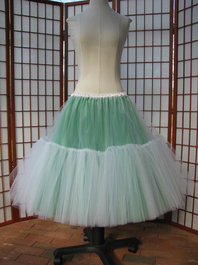 Tulle Skirt Shades of Green Partial Lining 8 Layers Custom Size, Length, and Colors Made to Measure, Adults and Children image 5