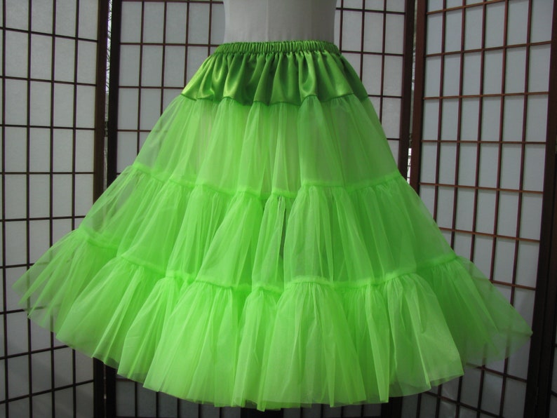 Petticoat Chartreuse Bright Mint Green Organdy, 1 Layer Custom Size, Length Made to Measure, Adults & Children image 9