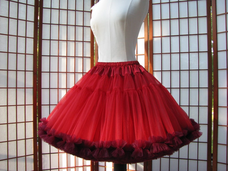 Petticoat Red Organdy With Garnet Chiffon Trim 2 Layers | Etsy