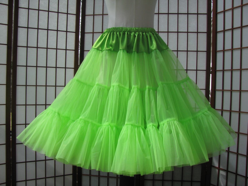 Petticoat Chartreuse Bright Mint Green Organdy, 1 Layer Custom Size, Length Made to Measure, Adults & Children image 3