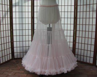 Petticoat Floor Length Chiffon Blush Pink Trumpet Single Layer -- Custom Size, Length, and Colors -- Made to Measure, Adults & Children