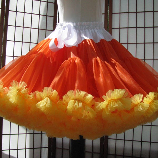 Pettiskirt Chiffon Candy Corn Colors, 2 Layers -- Custom Size, Length, and Colors -- Made to Measure, Adults & Children