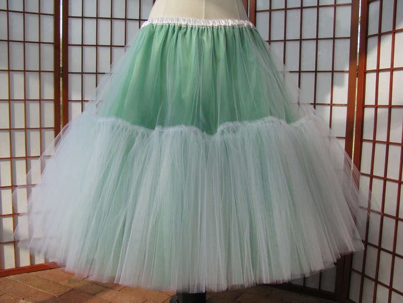 Tulle Skirt Shades of Green Partial Lining 8 Layers Custom Size, Length, and Colors Made to Measure, Adults and Children image 2