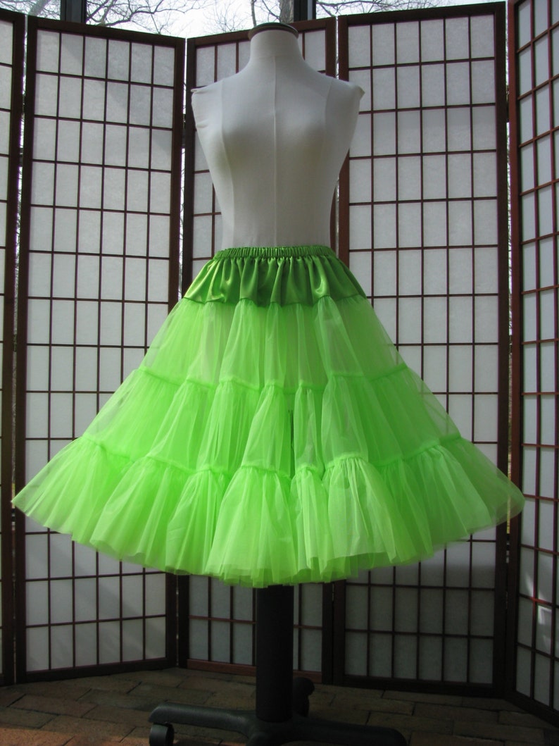 Petticoat Chartreuse Bright Mint Green Organdy, 1 Layer Custom Size, Length Made to Measure, Adults & Children image 1