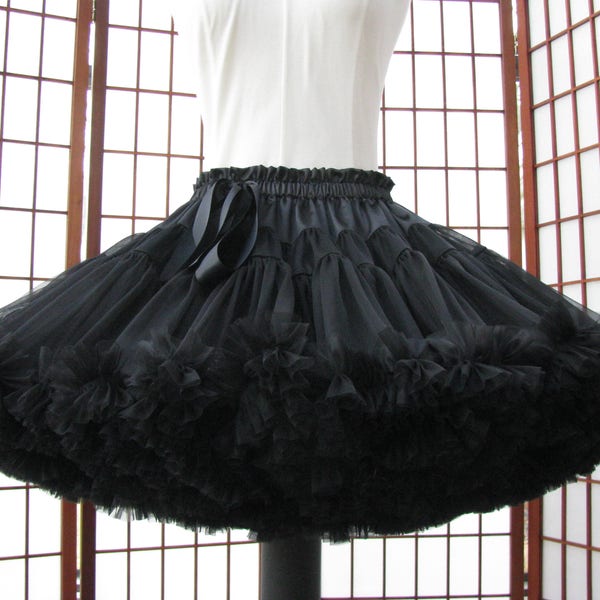 Pettiskirt Black Chiffon, 2 Layers -- Custom Size, Length, and Colors -- Made to Measure, Adults & Children