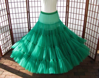 Petticoat Emerald Kelly Green Organdy Single Layer Floor Length -- Custom Made to Measure