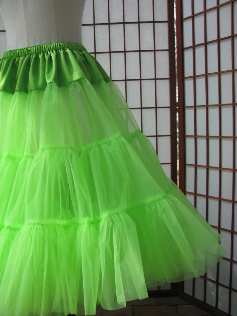 Petticoat Chartreuse Bright Mint Green Organdy, 1 Layer Custom Size, Length Made to Measure, Adults & Children image 7