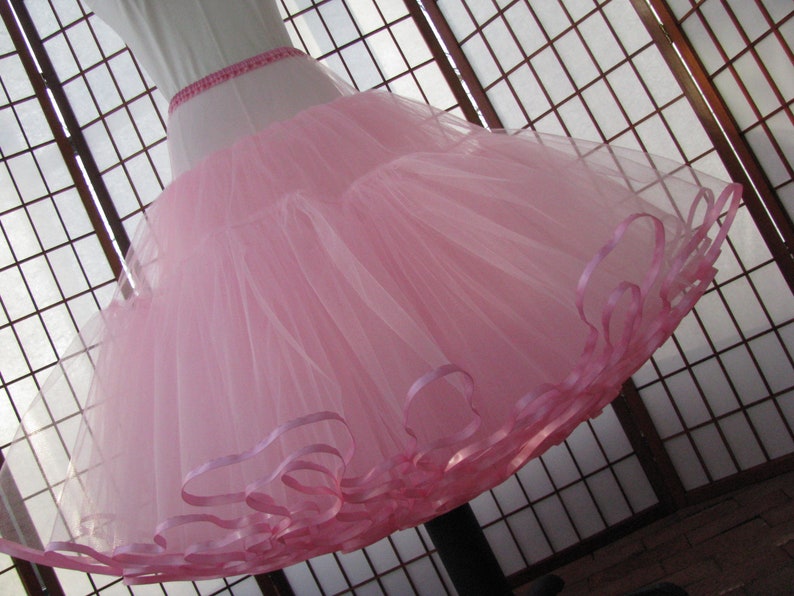 Petticoat Pink Tulle with Ribbon Edge, 8 Layers Custom Order image 9