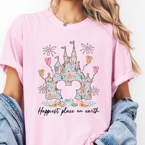 Happiest Place on Earth Shirt, Magic Kingdom Shirt, Magical World Shirt, Magical Kingdom, Disney Castle Floral Shirt, Disney World Shirt