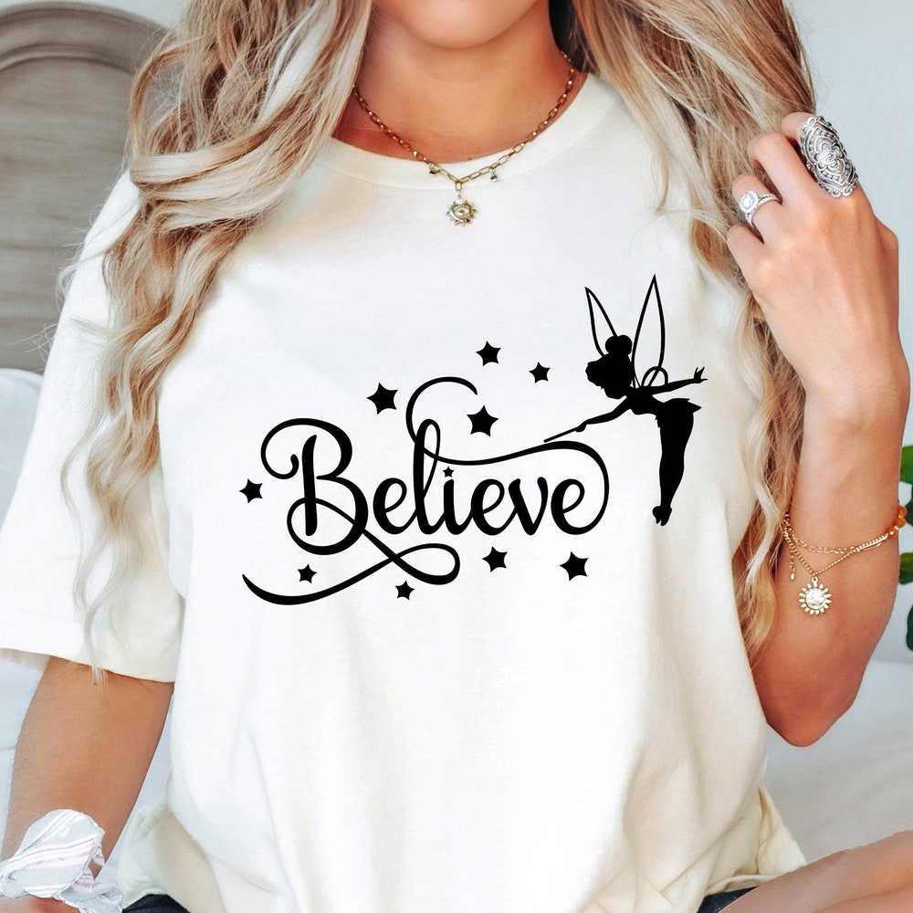 Believe Shirt, Disneyland Tinkerbell Shirt, Tinker Bell Shirt, Disneyland Shirt, Disney Shirts, Disney Vacation Shirt Trendy Fashion