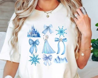 Elsa Shirt, Frozen Shirts, Princess Elsa Bow Shirts, Disney Girls Trip, Disney World Shirts, Disneyland Shirt, Frozen coquette shirt