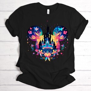 Retro Watercolor Disney Castle shirt, Disneyworld Disneyland Shirt, Mickey Balloon Tee, Disney Family Vacation Shirt, Magic Kingdom Shirts image 3