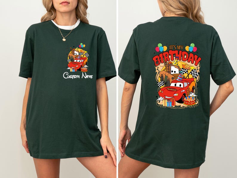 Lightning McQueen Birthday Boy Tee, Disney Custom Cars Birthday Shirt, Disneyland Family Matching Sweatshirt, Disneyworld Vacation Tee afbeelding 4