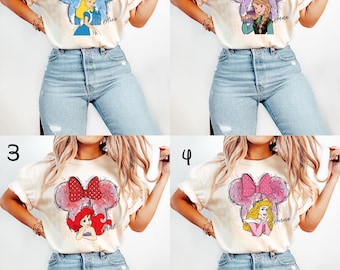 Disney Princess Shirt, Disney Princess Birthday Shirt, Watercolor Disney Princess, Princess Matching, Tiana, Ariel, Tinkerbell, Cinderella