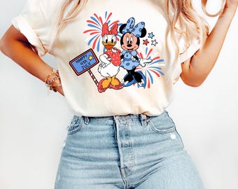 Disney 4th of July Shirts, Minnie and Daisy Duck Matching Family, 4th of July T-Shirt, USA Flag Disney Shirt, Best Friends Matching Shirt