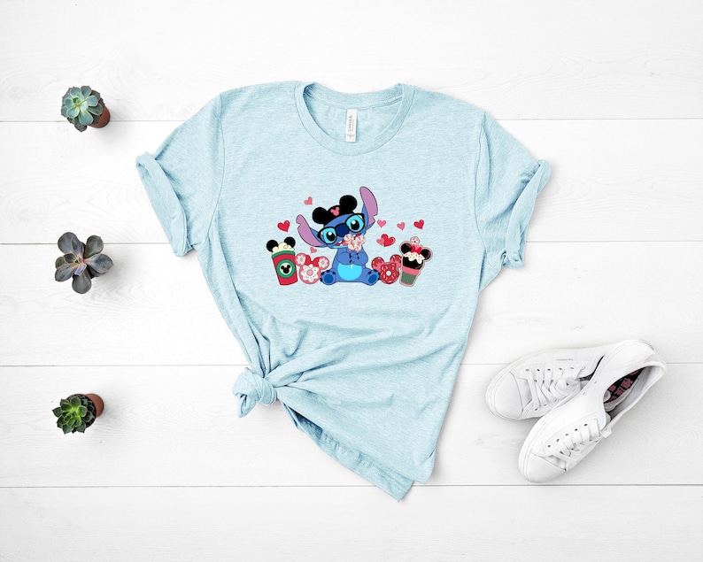 Camiseta de Stitch para San Valentín, camiseta de Disney para San Valentín, camiseta de Lilo y Stitch, sudadera de Disney, camiseta de Stitch, camiseta de Stitch y Ángel imagen 2