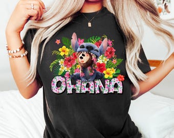 Disney Lilo & Stitch Ohana Means Family Shirt, Disney Stitch Shirt, Aloha Hawaii Tee, Magic Kingdom, Disneyland Family Matching Trip T-shirt