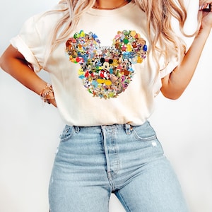 Mickey Mouse Disney Character Shirt, Vintage Disney Tee, Pixar Collage T-shirt, Disneyland Group Shirt, Family Disney Trip Tee image 1